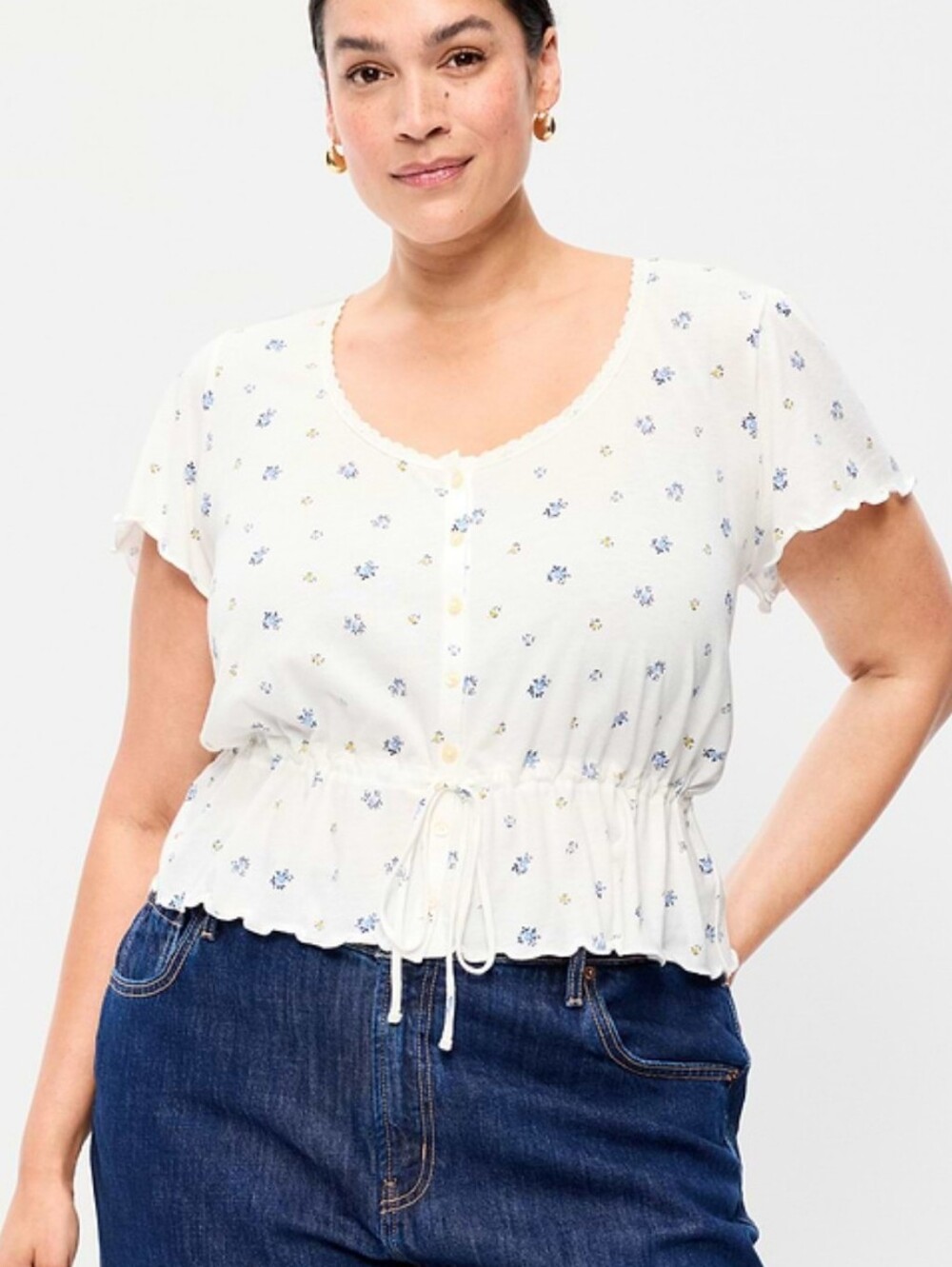 Old Navy Lace-Trim Button-Down Top XL Petite